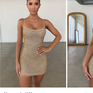 Oh Polly Gold Mini Dress Drop a Glint